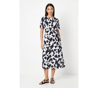 Debenhams Dalmation Printed Volume Sleeve Midi Dress In Mono mono 10