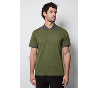 Debenhams Men's Dark Green Contrast Collar Pique Polo Shirt | Size: Small