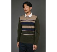 Debenhams Dark Green Stripe Rugby Shirt dark green M