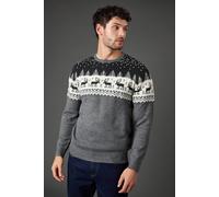 Debenhams Men's Dark Grey Festive Knitted Christmas Jumper | Size: XL