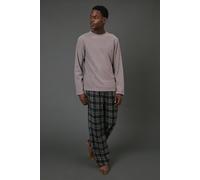 Debenhams Dark Grey Jersey Top With Microfleece Check Trousers Set dark grey L
