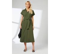 Debenhams Dart Waist Tie Front Midi Dress In Olive olive