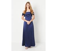 Debut London Women's by Coast Bardot Satin Diamante Prom Dress in Navy | Size: 10 Debut London Navy 10