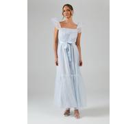 Debut London by Coast Bardot Tiered Mesh Bridesmaid Dress Debut London Ice Blue 12