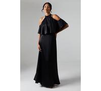 Debenhams Debut London By Coast Halterneck Cold Shoulder Satin Bridesmaid Maxi Dress In Black black 10