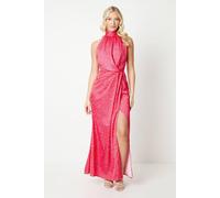 Debut London by Coast Halterneck Satin Midi Dress Debut London Pink 8