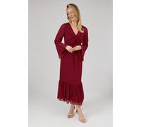 Debenhams Debut London By Coast Kimono Sleeve Tiered Hem Georgette Midi Dress In Oxblood oxblood 12