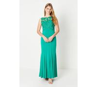 Debut London Women's by Coast Slash Neck Open Back Applique Prom Dress in Emerald | Size: 6 Debut London Emerald 6