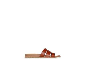 Debenhams Desert Kiss Low Double H Strap Slide Chestnut Duraleather chestnut