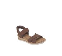Skechers Women's DESERT KISS Slip-Ins Washed Canvas Cross Strap Sandal Chocolate Washed Canvas | Size: 8 Skechers Chocolate 8