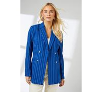 Double Breasted Linen Pinstripe Blazer Principles Cobalt 12