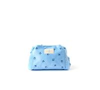Debenhams Drawstring Makeup Bag - Ditsy Bows Blue Embroidered Velvet multi