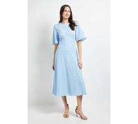 Debenhams Drop Waist Fit & Flare Jacquard Midi Dress In Light Blue light blue