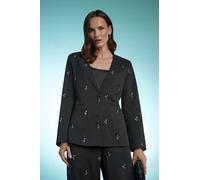 Principles Women's Embroidered Embellished Collarless Blazer in Black | Size: 14 Principles Black 14
