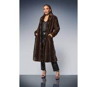 Principles Women's Faux Fur Long Coat in Chocolate | Size: Large Principles Chocolate L