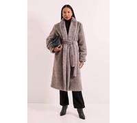 Debenhams Faux Fur Long Coat In Grey grey
