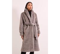 Principles Women's Faux Fur Long Coat in Grey | Size: Medium Principles Grey M
