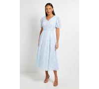 Principles Women's Floral Jacquard Puff Sleeve Midi Dress in Light Blue | Size: 10 Principles Light Blue 10