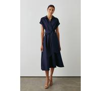 Debenhams Front Tie Shirt Midi Dress In Navy navy