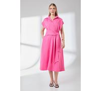 Principles Womens Front Tie Shirt Midi Dress - Pink - Size 10 UK