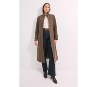 Debenhams Funnel Neck Tab Sleeve Detail Coat In Taupe taupe 12