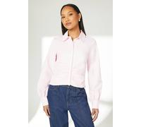 Debenhams Gathered Detail Long Sleeve Shirt In Light Pink light pink 16