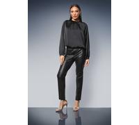 Debenhams Gathered Neck Tie Waist Satin Blouse In Black black