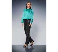 Debenhams Gathered Neck Tie Waist Satin Blouse In Teal teal