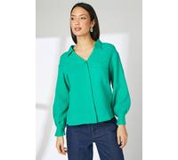 Debenhams Gauze Collared Shirt In Green green 14