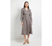 Debenhams Geo Belted Midi Dress In Green green 16