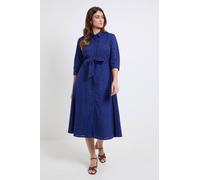 Debenhams Geo Broderie Tie Front Midi Shirt Dress In Navy navy