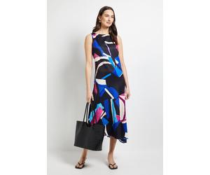 Debenhams Geo Drop Waist Midi Dress In Mono mono 20