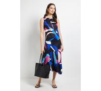 Debenhams Geo Drop Waist Midi Dress In Mono mono