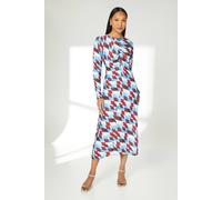 Debenhams Geo Print Ruched Front Midi Dress multi 10