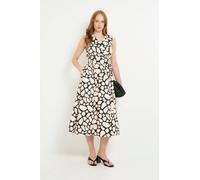 Debenhams Geo Print Wrap Tie Midi Dress In Mono mono