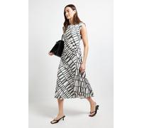 Debenhams Geo Ruched Sleeveless Midi Dress In Khaki khaki 14