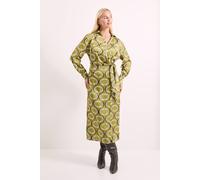 Principles Geo Satin Collar Midi Dress, 12, Olive