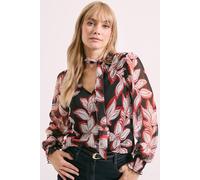 Principles Women's Ginger Floral Tie Neck Blouse in Black | Size: 10 Principles Black 10