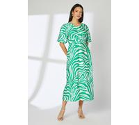 Green Animal Tie Front Midi Dress Principles Green 16