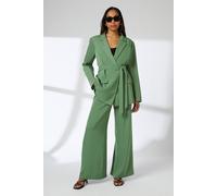 Debenhams Green Belted Relaxed Double Breasted Blazer In Khaki khaki 14