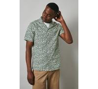 Debenhams Green Floral Print Revere Short Sleeve Shirt green XXXL