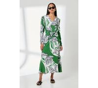 Debenhams Green Floral Print V Neck Midi Dress green 10