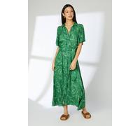 Debenhams Green Geo Rope Print Tie Front Midi Shirt Dress green 10