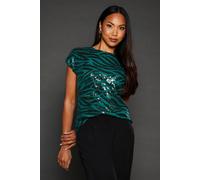 Debenhams Green Sequin Detail T-Shirt green 16