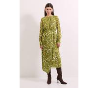 Debenhams Green Spot Pleat Neck Drape Midi Dress green 18