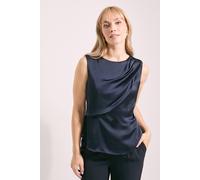 Debenhams Hammered Satin Caped Top In Navy navy 14