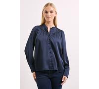 Debenhams Hammered Satin Piped Detail Batwing Shirt In Navy navy