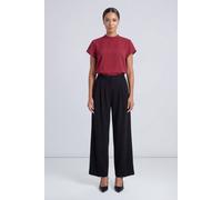Debenhams High Neck Twill Short Sleeve Top In Wine wine