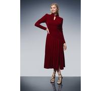 Debenhams High Neck Twist Keyhole Detail Velvet Midaxi Dress In Red red 14