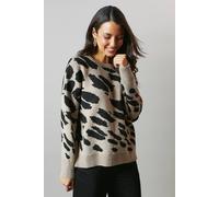 Debenhams Jacquard Animal Jumper In Mocha mocha M